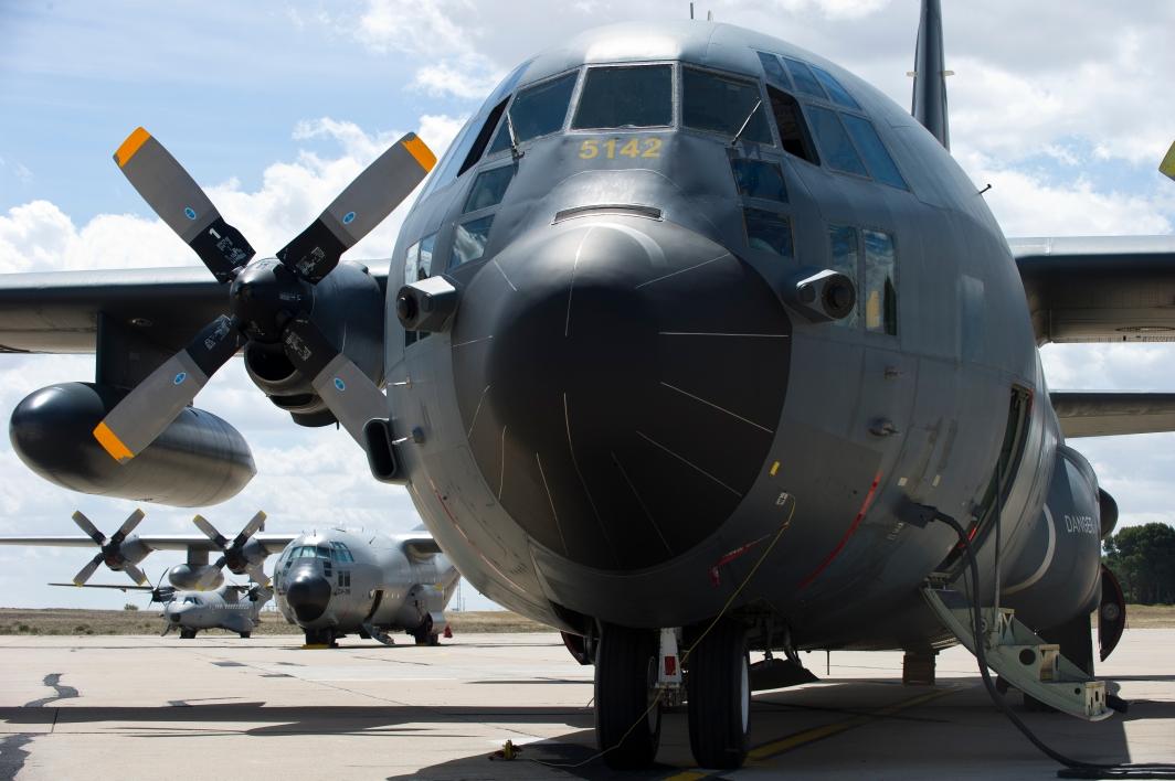 Different aircraft train over different territories like here at the European Air Transport Training at Spanish Zaragoza Air Base