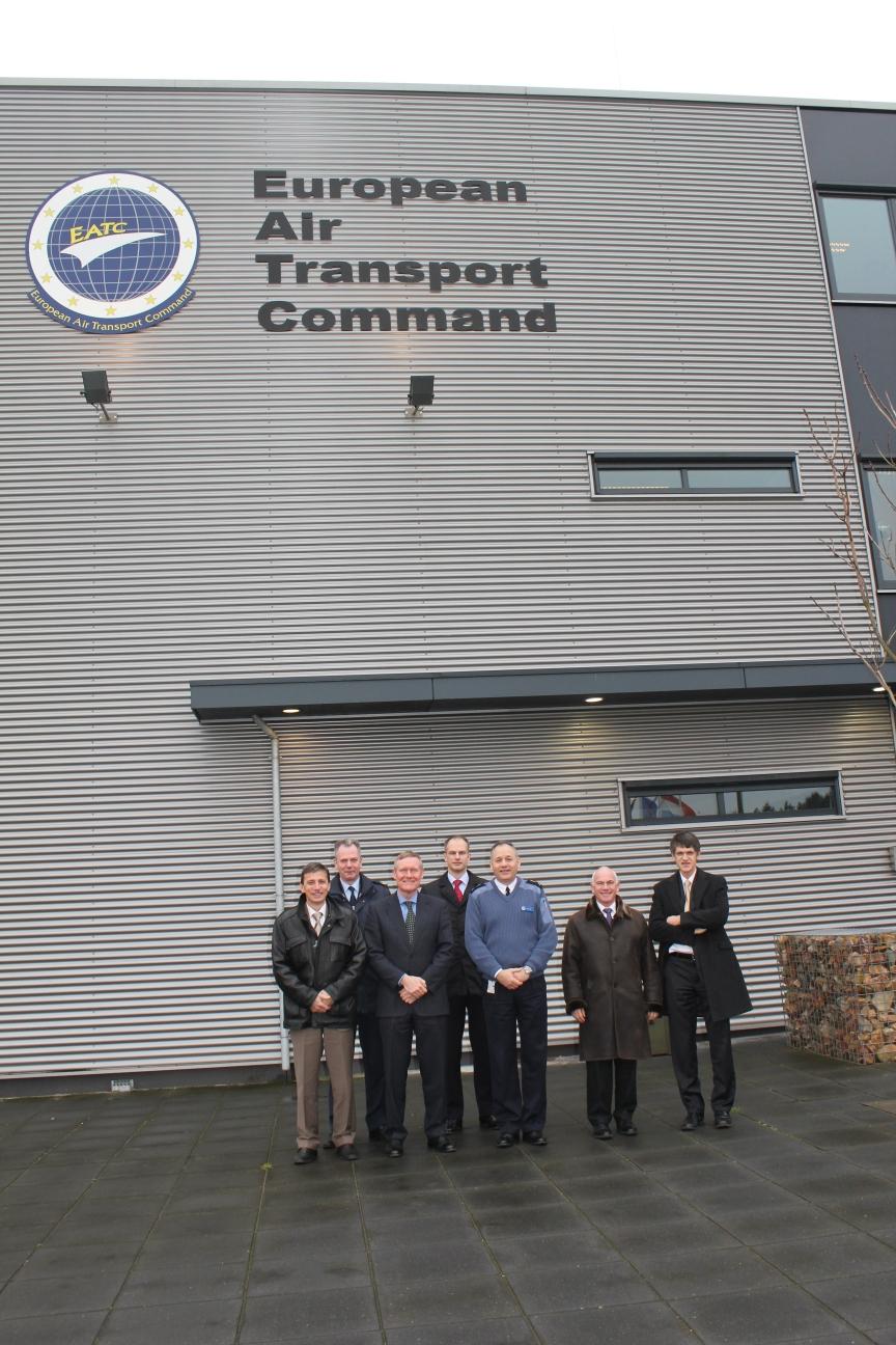 The EATC and OCCAR delegation at EATC building, inmidst the Commander, Major General Pascal Valentin