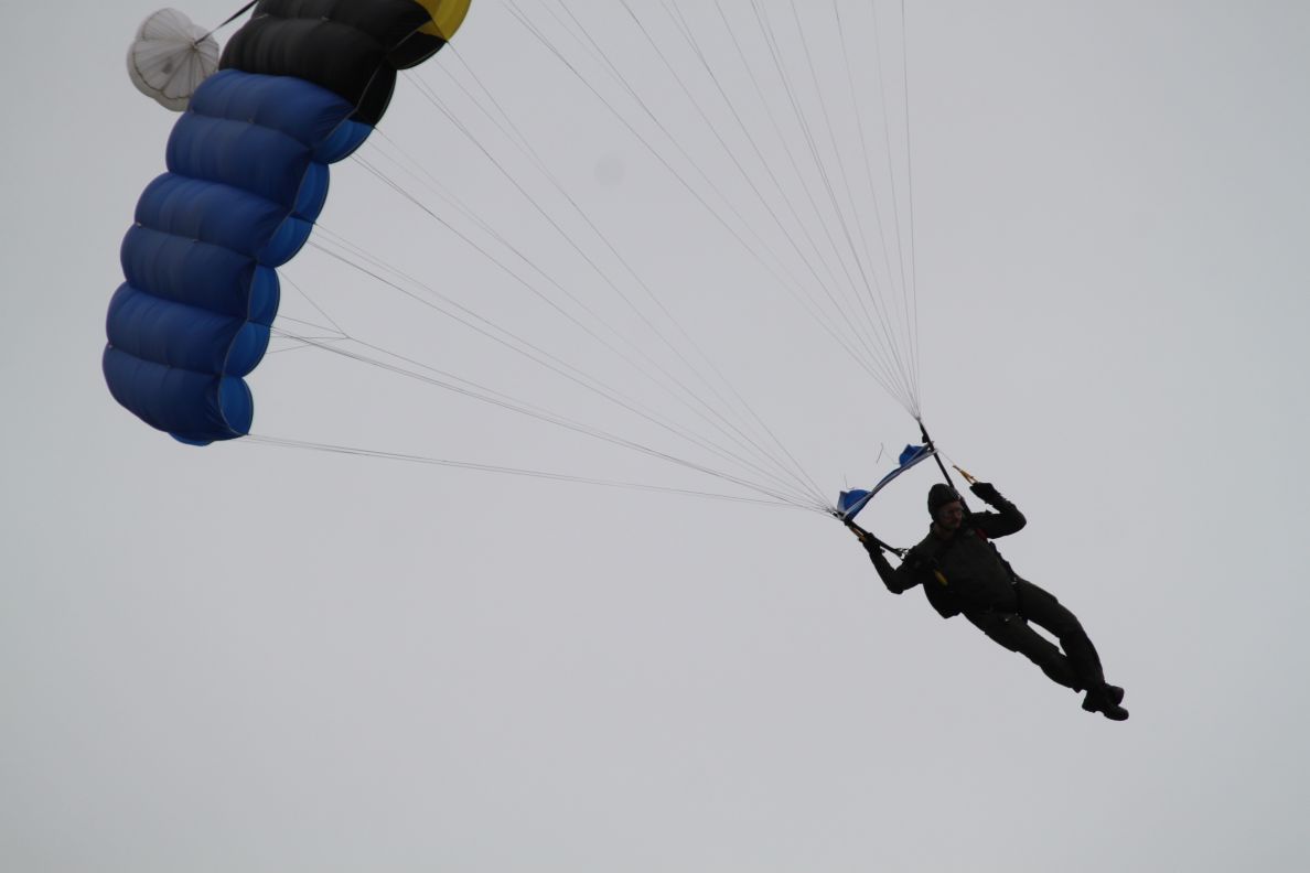 Paratrooper about to land