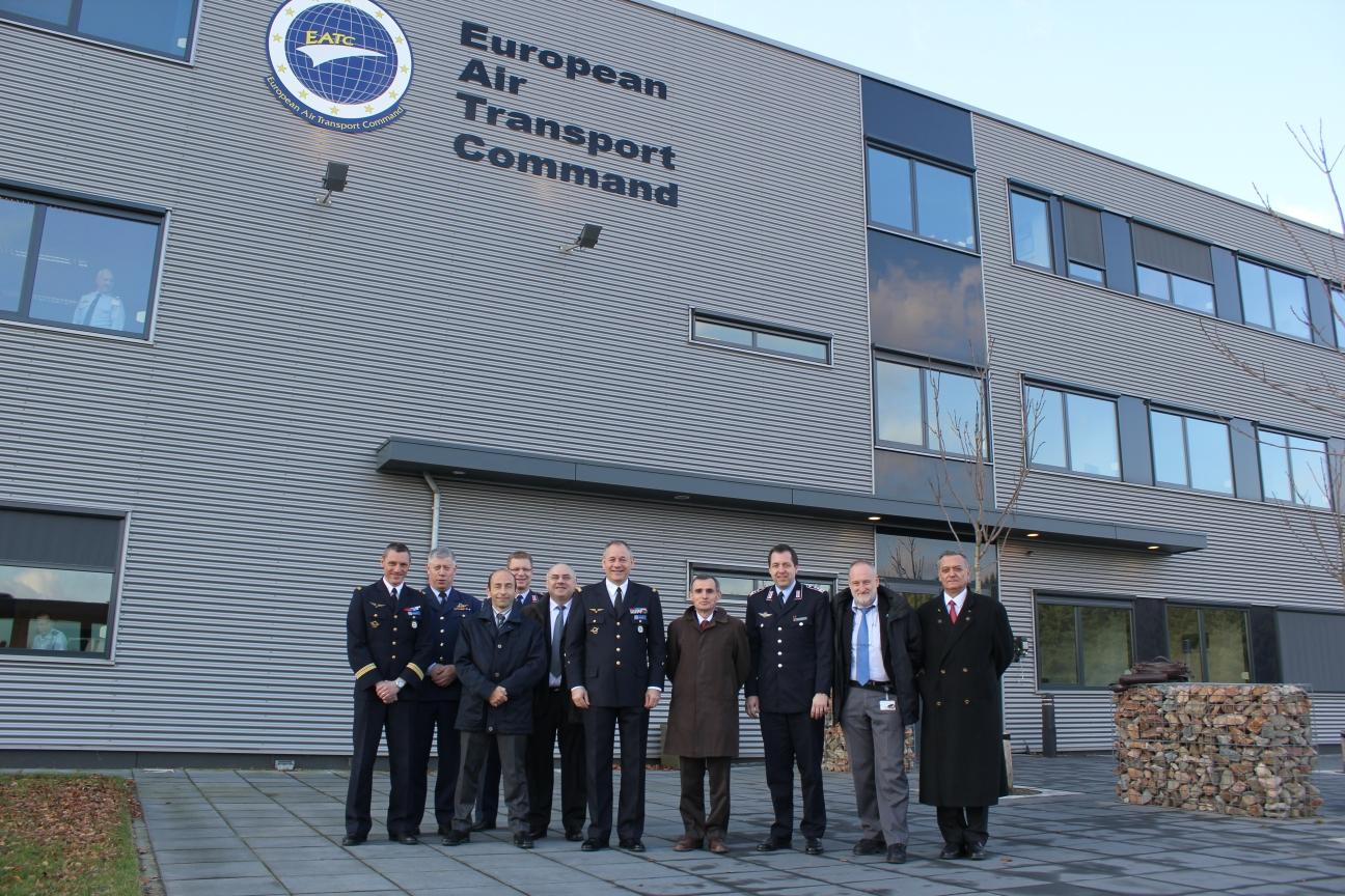 The EATC and OCCAR delegation at EATC building, inmidst the Commander, Major General Pascal Valentin