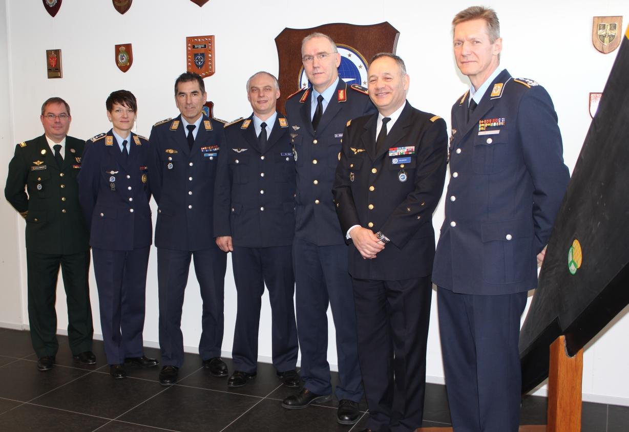 Both delegations, from the right Colonel Dr. Bressem, General Valentin, General Dr. Brandenstein